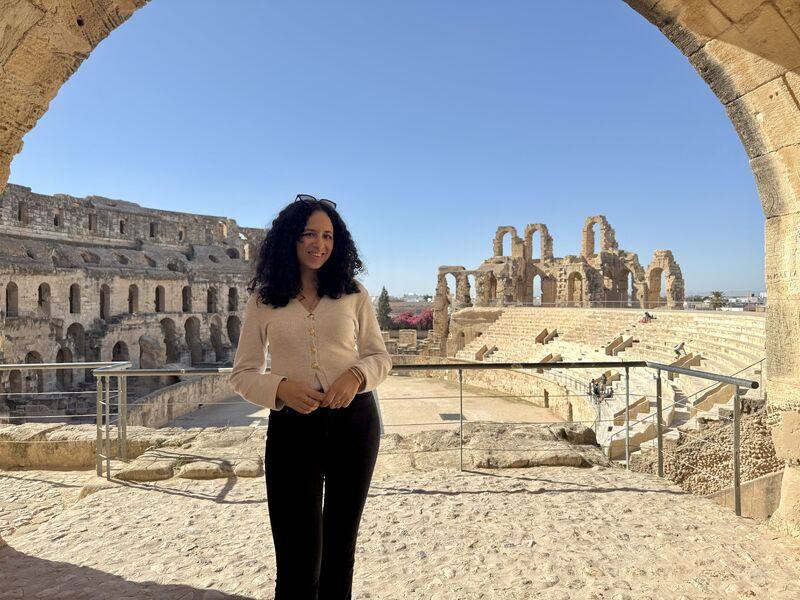 Ines Said at the El Jem Amphitheater in Tunisia